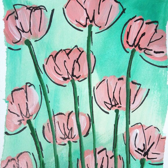 Untitled Floral Original Painting By Artist Rachael Potter